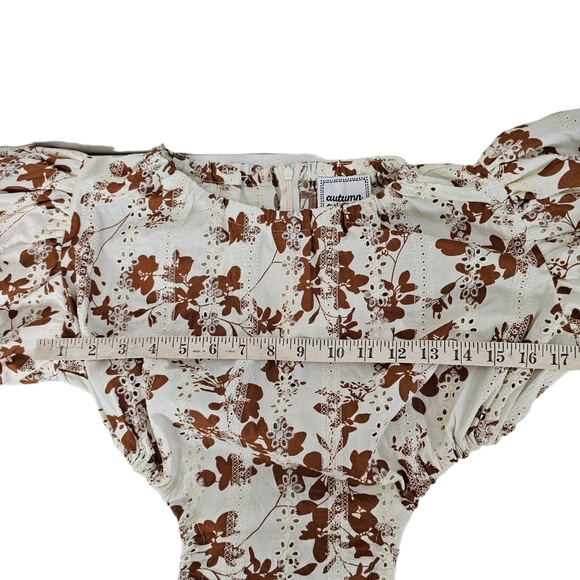 Autum Adiegbo Ilona Dress Brown White Cutout Floral New With Tags Size 2 - Picture 7 of 10